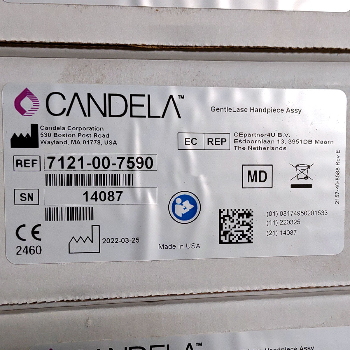 Candela GentleLase Plus Handpiece Assembly No Fiber Factory NEW 7121-00-7590 (14087sn)
