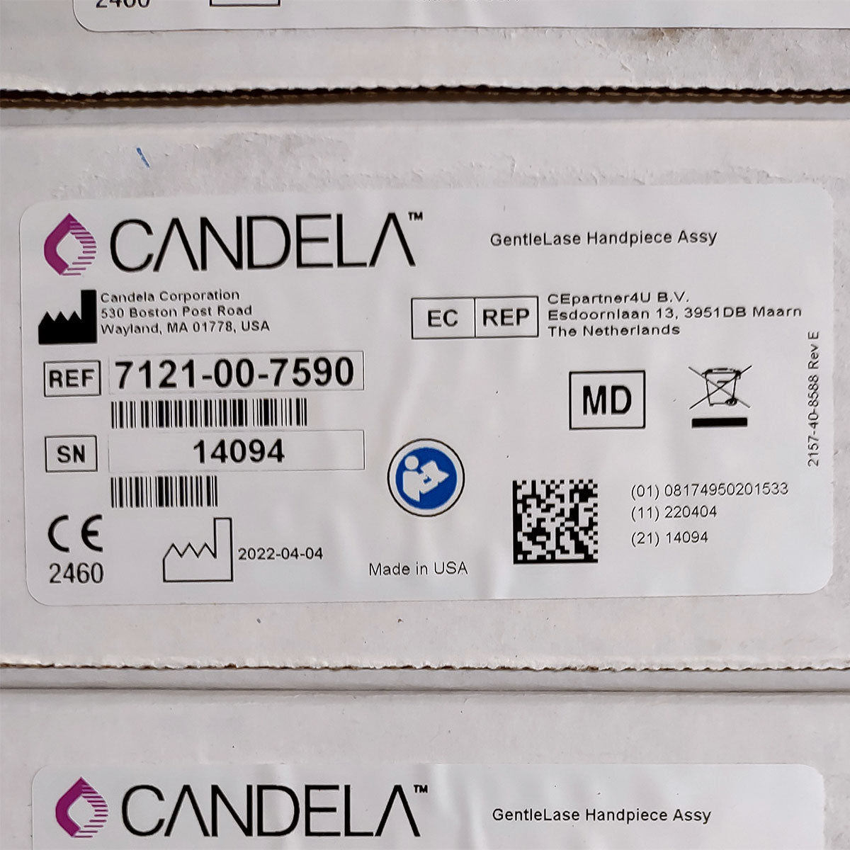 Candela GentleLase Plus Handpiece Assembly No Fiber Factory NEW 7121-00-7590 (14094sn)