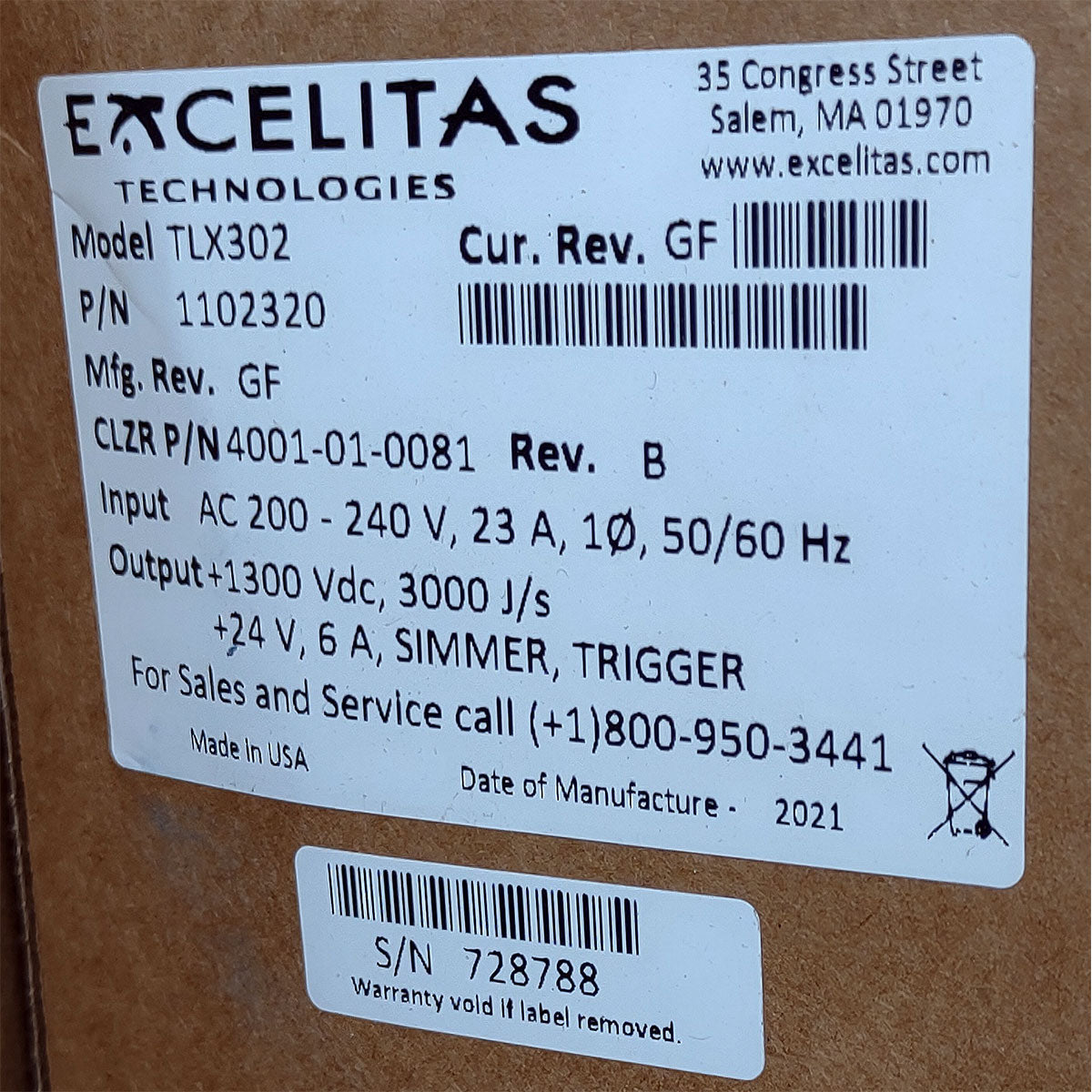 Candela GentleMax Power Supply HVPS Factory New 4001-01-0081 Excelitas TLX302 (728788)