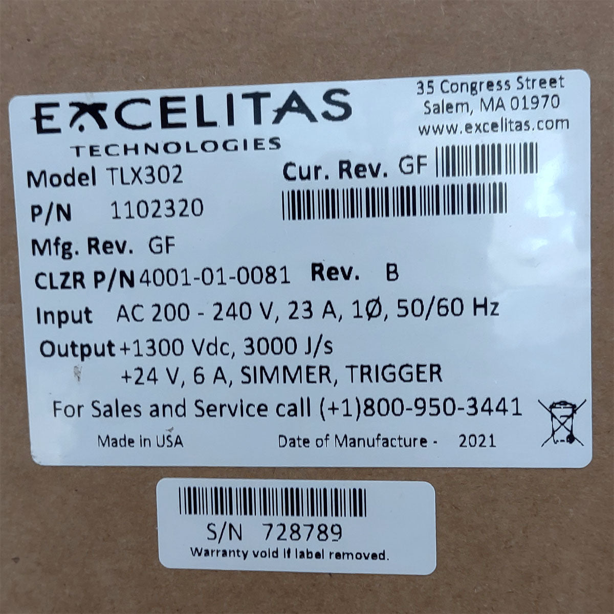 Candela GentleMax Power Supply HVPS Factory New 4001-01-0081 Excelitas TLX302 (728789)