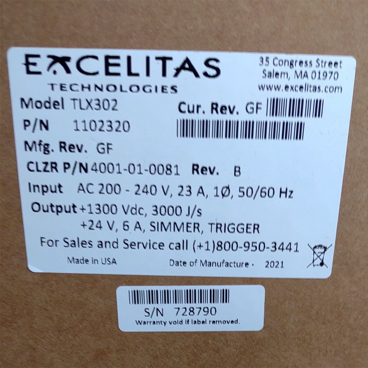 Candela GentleMax Power Supply HVPS Factory New 4001-01-0081 Excelitas TLX302 (728790)