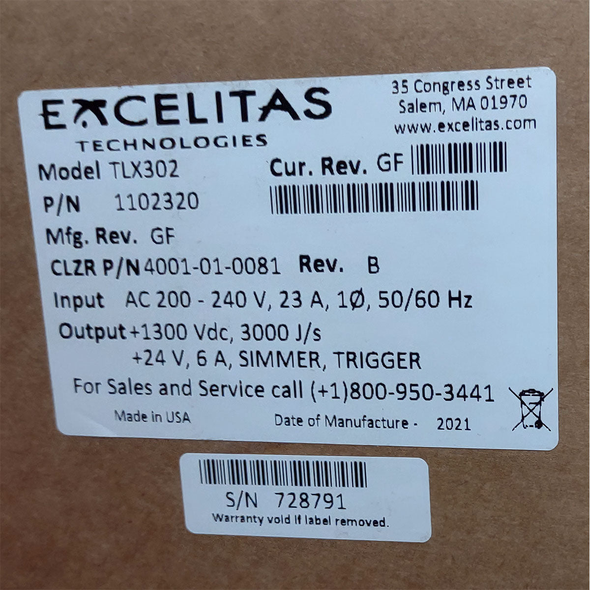 Candela GentleMax Power Supply HVPS Factory New 4001-01-0081 Excelitas TLX302 (728791)