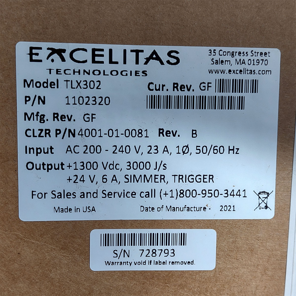 Candela GentleMax Power Supply HVPS Factory New 4001-01-0081 Excelitas TLX302 (728793)