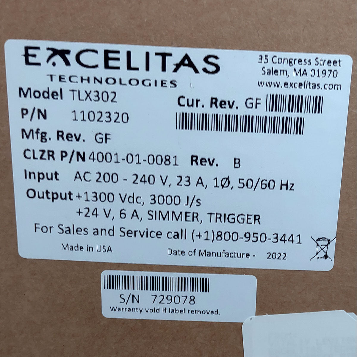 Candela GentleMax Power Supply HVPS Factory New 4001-01-0081 Excelitas TLX302 (729078)