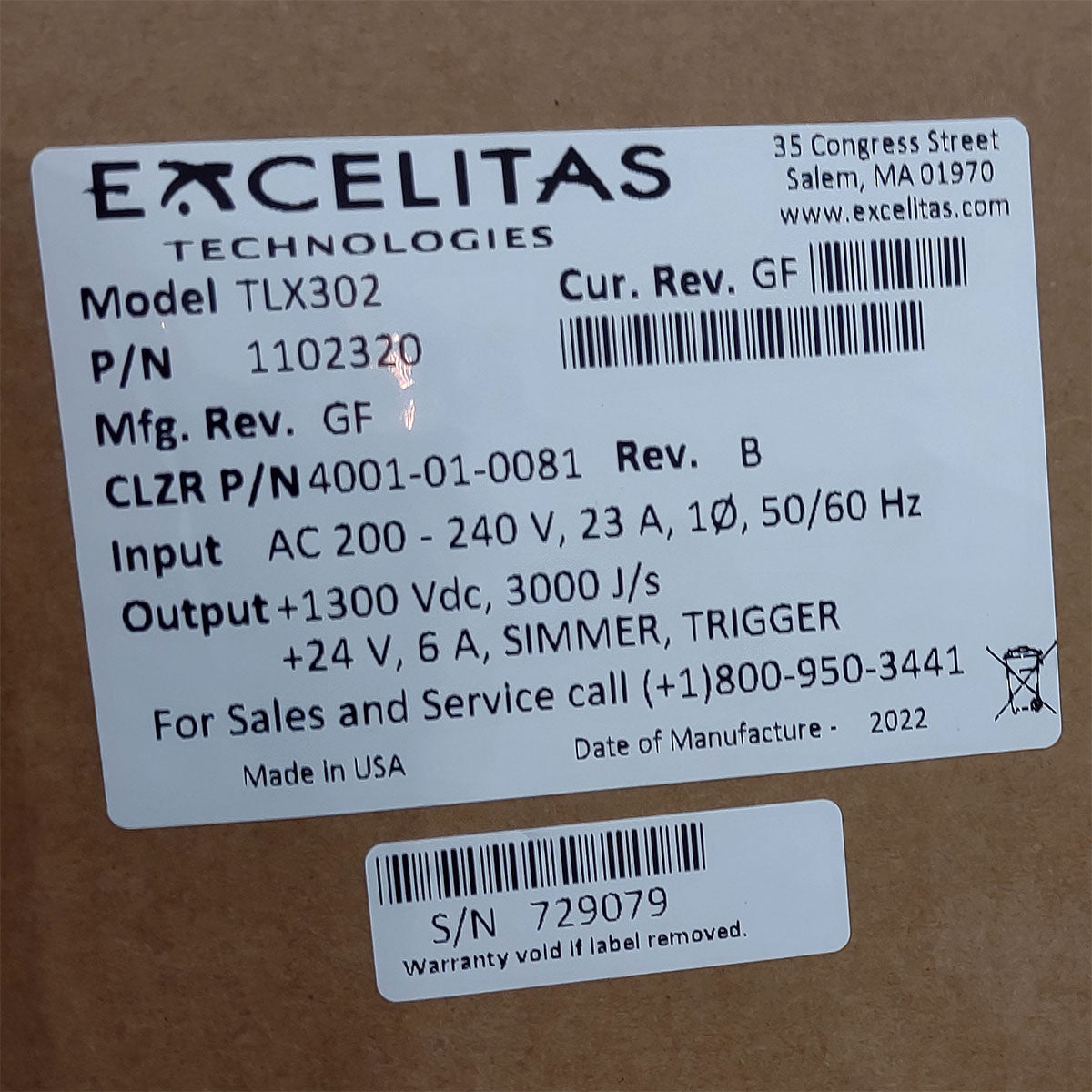 Candela GentleMax Power Supply HVPS Factory New 4001-01-0081 Excelitas TLX302 (729079)