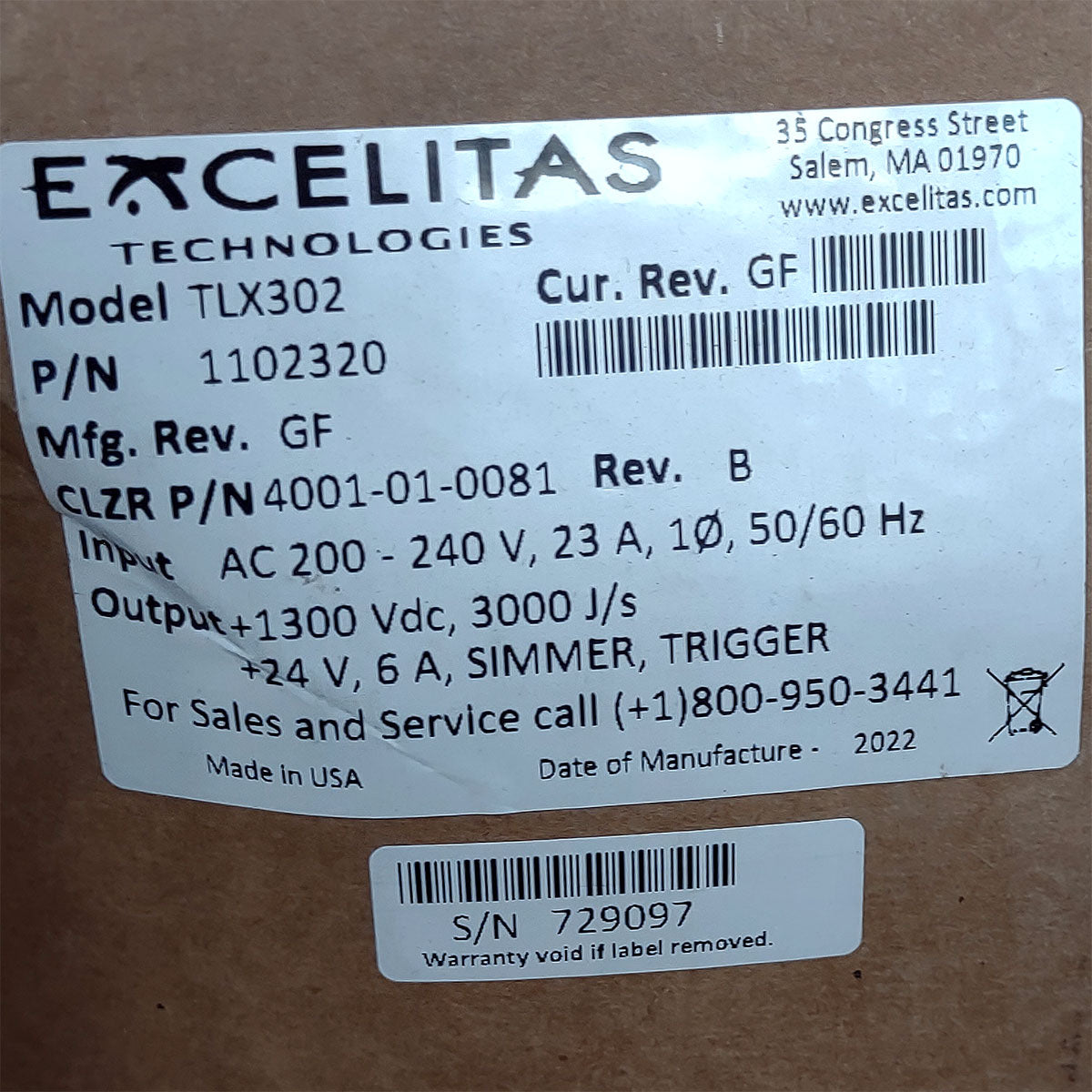 Candela GentleMax Power Supply HVPS Factory New 4001-01-0081 Excelitas TLX302 (729097)