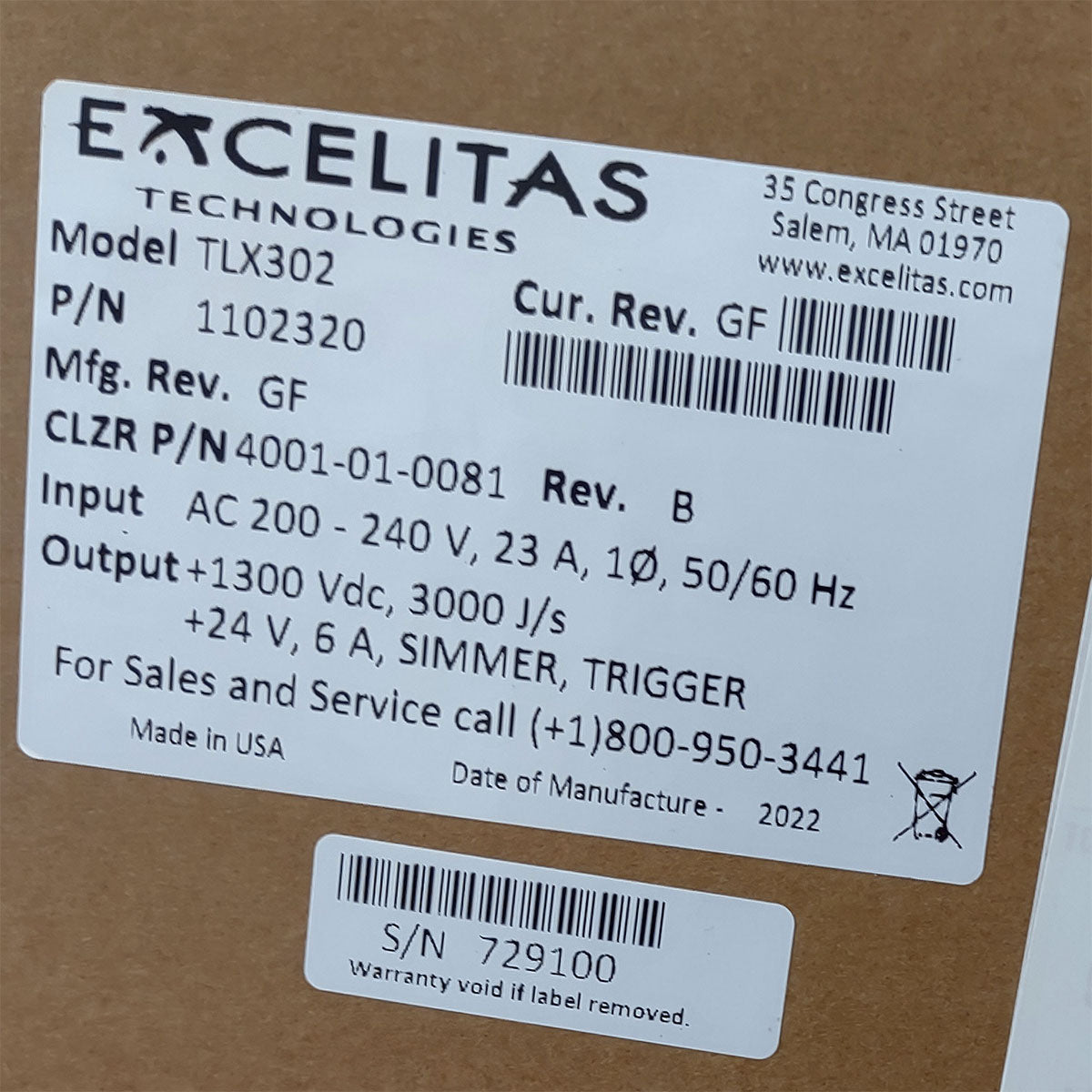 Candela GentleMax Power Supply HVPS Factory New 4001-01-0081 Excelitas TLX302 (729100)