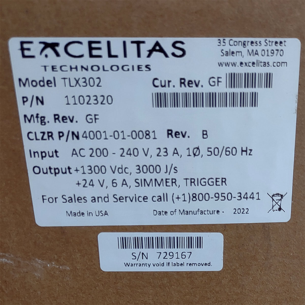Candela GentleMax Power Supply HVPS Factory New 4001-01-0081 Excelitas TLX302 (729167)