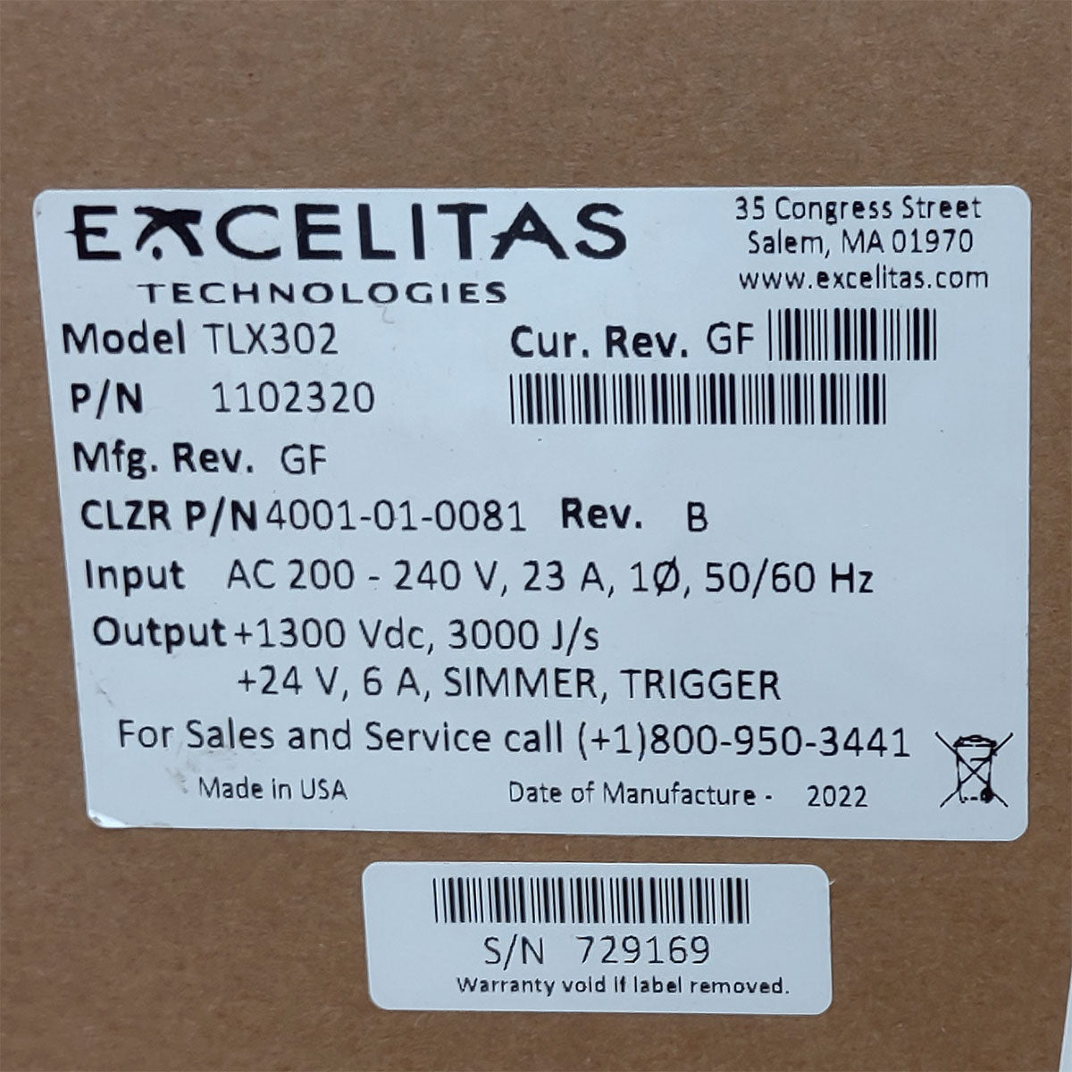 Candela GentleMax Power Supply HVPS Factory New 4001-01-0081 Excelitas TLX302 (729169)