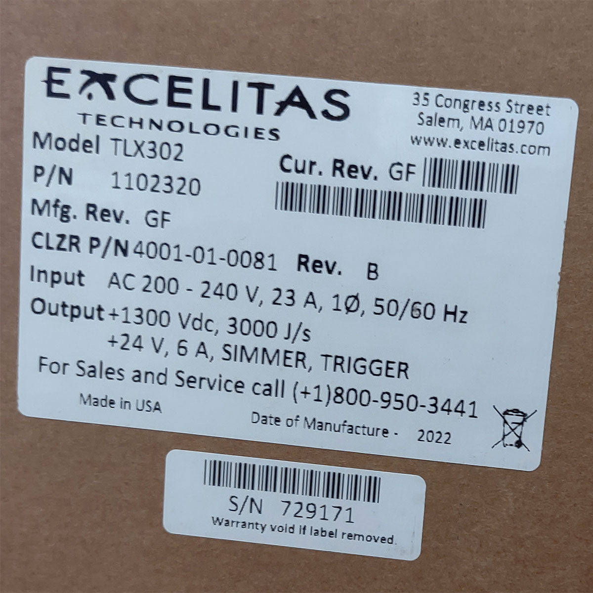 Candela GentleMax Power Supply HVPS Factory New 4001-01-0081 Excelitas TLX302 (729171)