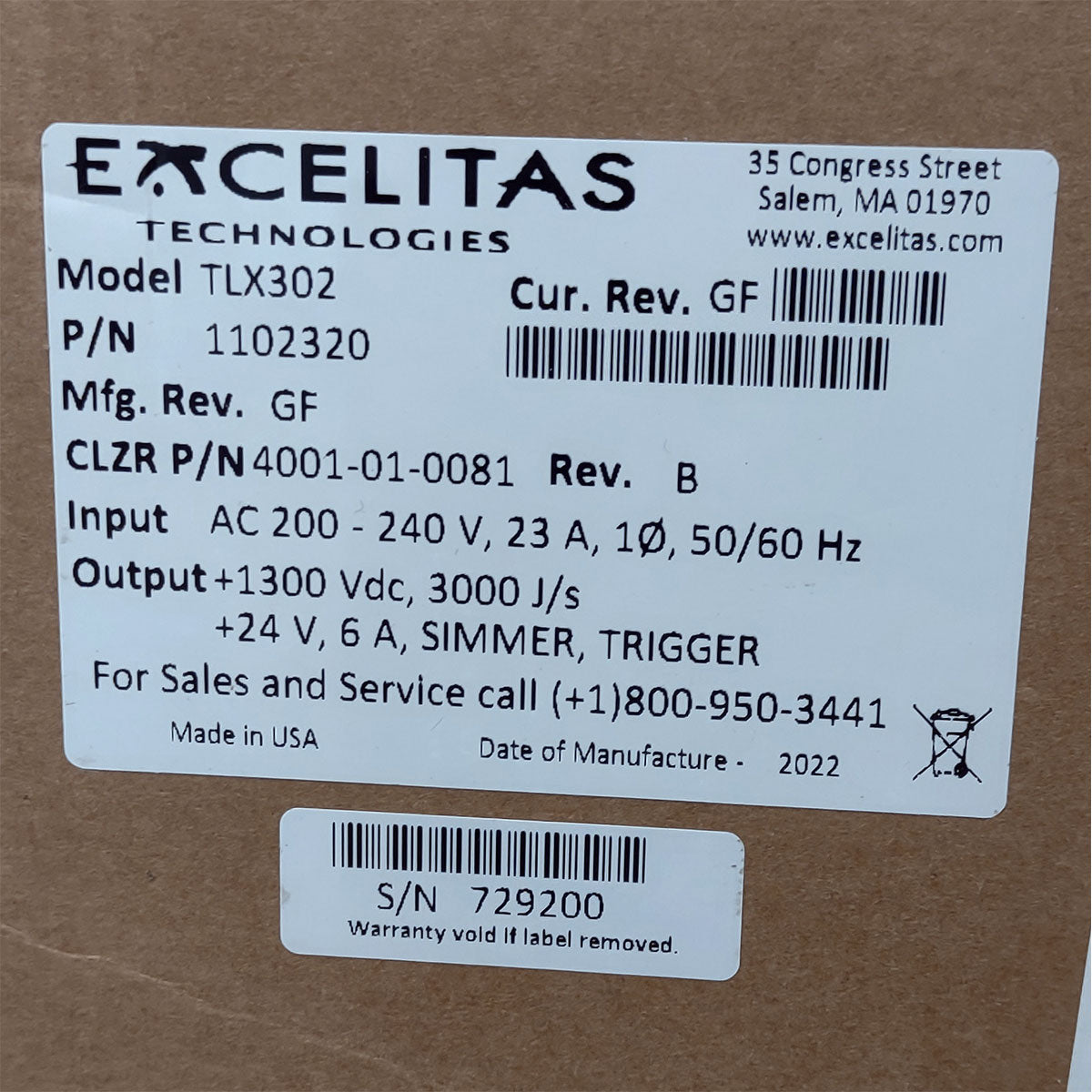 Candela GentleMax Power Supply HVPS Factory New 4001-01-0081 Excelitas TLX302 (729200)
