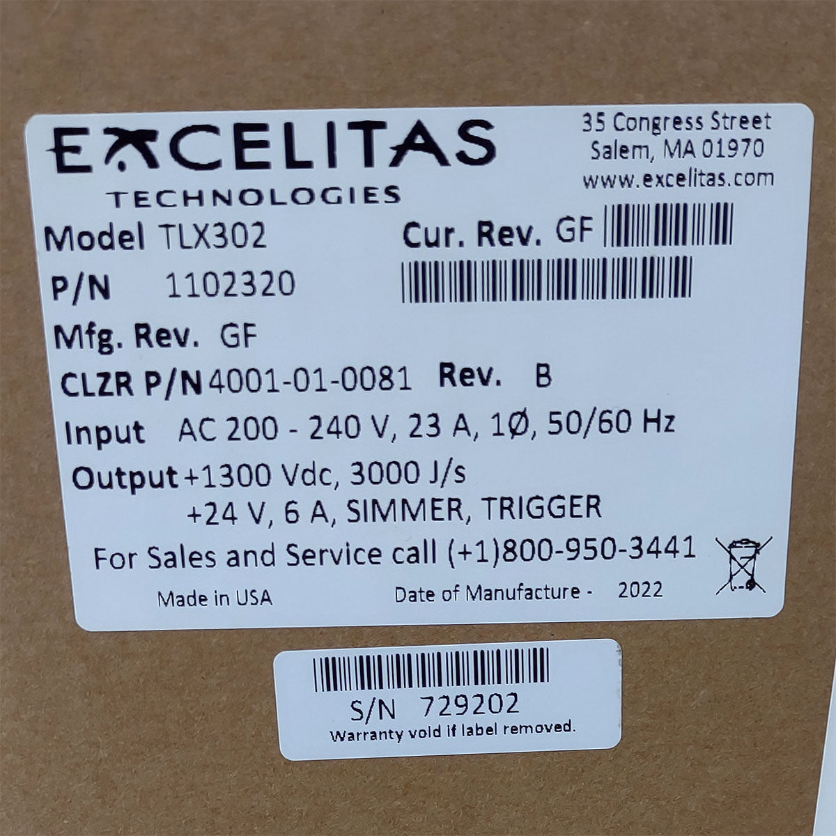 Candela GentleMax Power Supply HVPS Factory New 4001-01-0081 Excelitas TLX302 (729202)