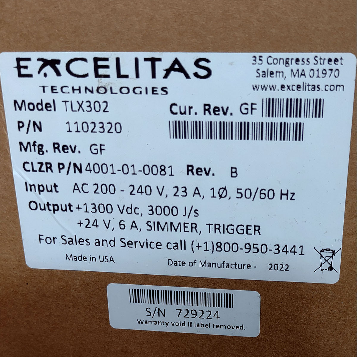 Candela GentleMax Power Supply HVPS Factory New 4001-01-0081 Excelitas TLX302 (729224)