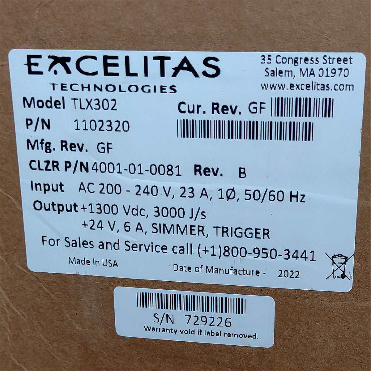 Candela GentleMax Power Supply HVPS Factory New 4001-01-0081 Excelitas TLX302 (729226)