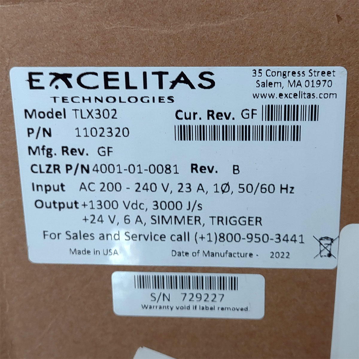 Candela GentleMax Power Supply HVPS Factory New 4001-01-0081 Excelitas TLX302 (729227)