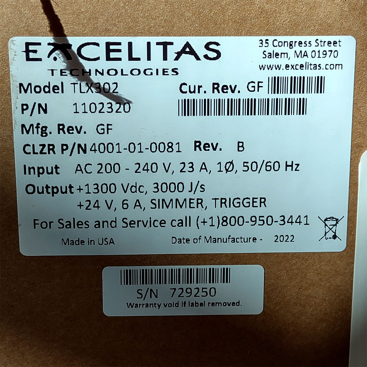 Candela GentleMax Power Supply HVPS Factory New 4001-01-0081 Excelitas TLX302 (729250)
