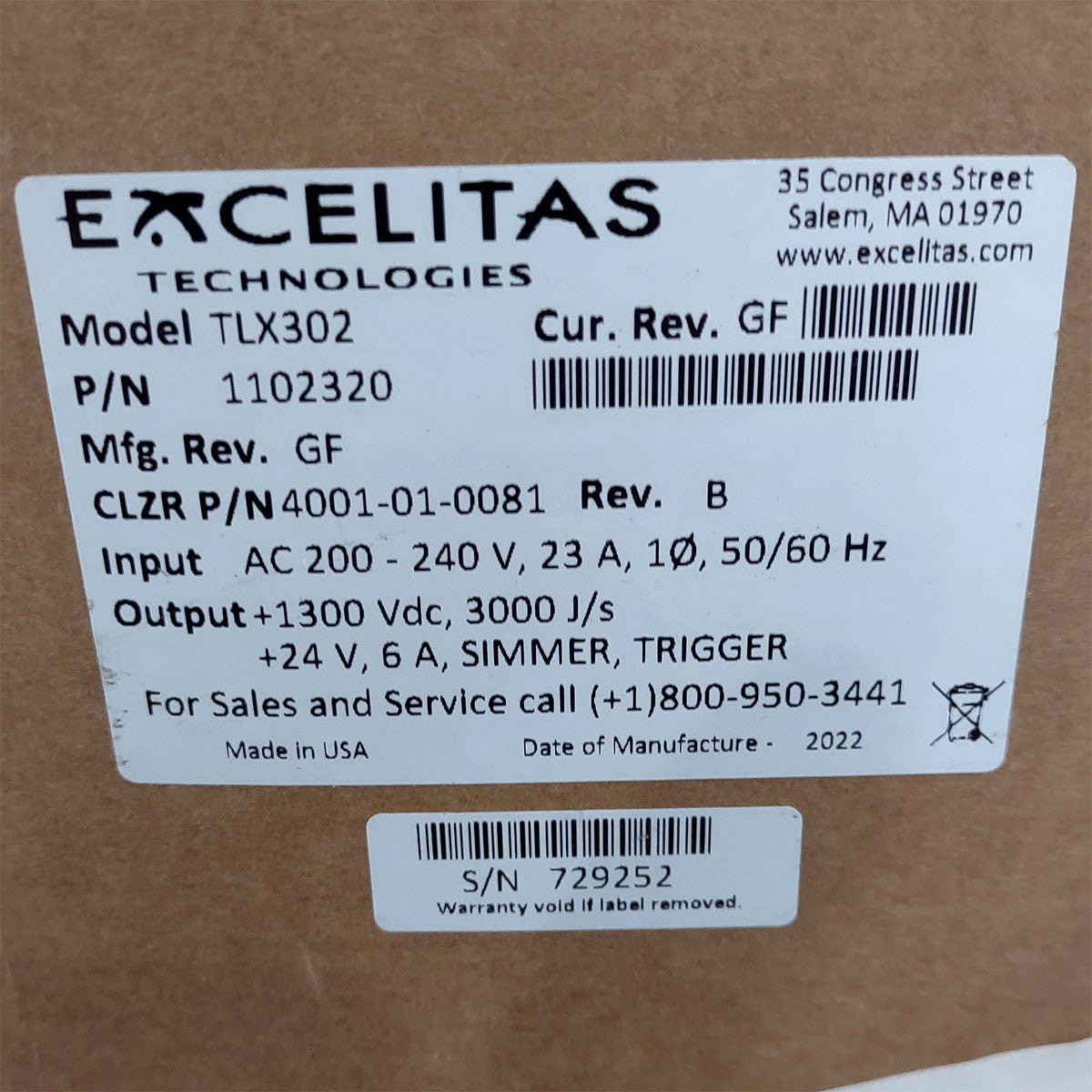 Candela GentleMax Power Supply HVPS Factory New 4001-01-0081 Excelitas TLX302 (729252)