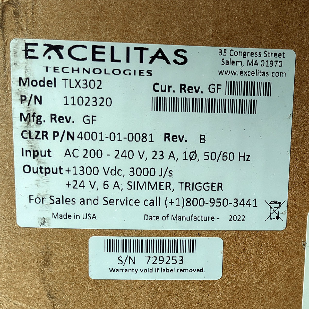 Candela GentleMax Power Supply HVPS Factory New 4001-01-0081 Excelitas TLX302 (729253)