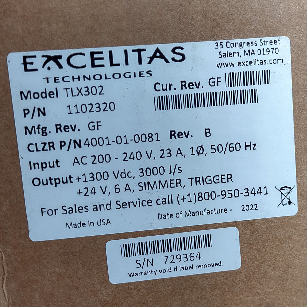 Candela GentleMax Power Supply HVPS Factory New 4001-01-0081 Excelitas TLX302 (729364)