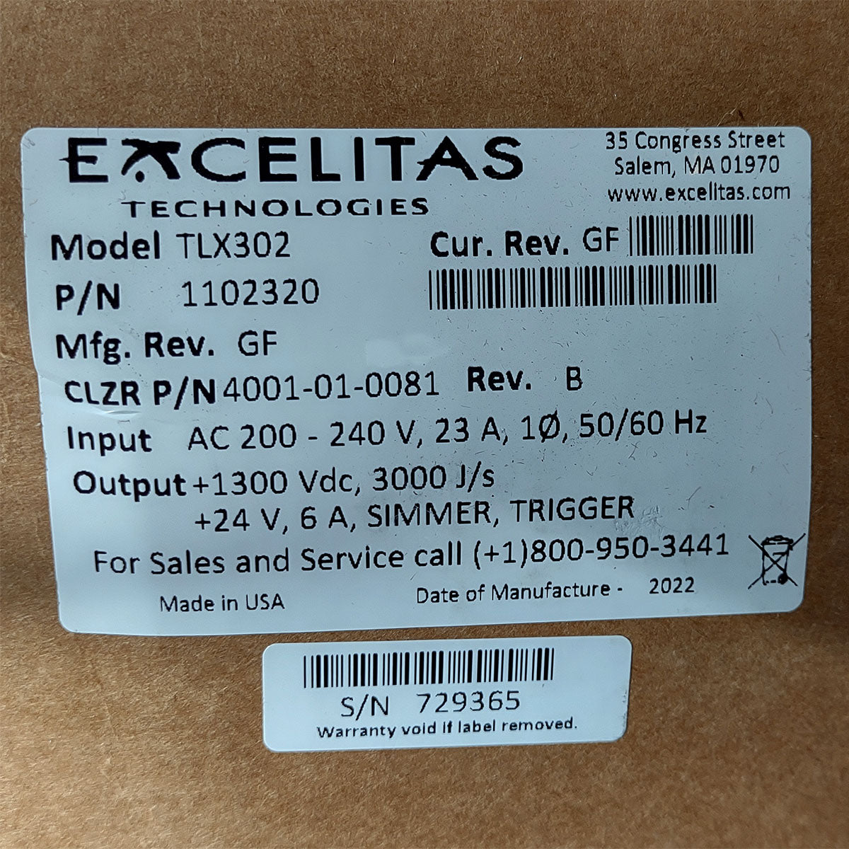 Candela GentleMax Power Supply HVPS Factory New 4001-01-0081 Excelitas TLX302 (729365)