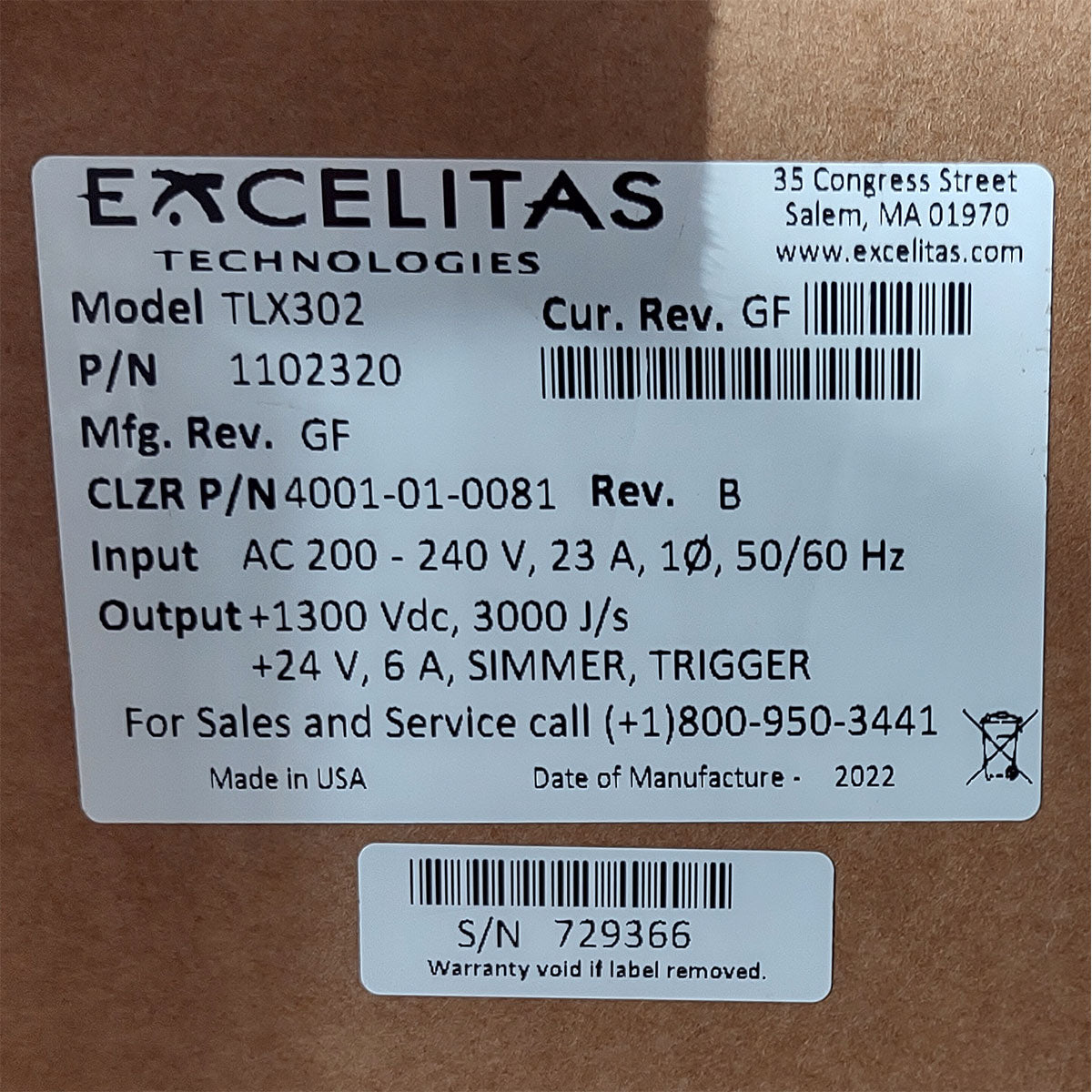 Candela GentleMax Power Supply HVPS Factory New 4001-01-0081 Excelitas TLX302 (729366)
