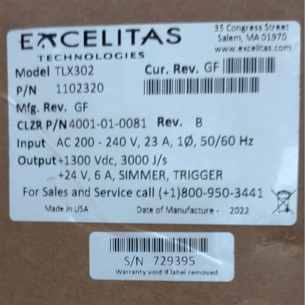 Candela GentleMax Power Supply HVPS Factory New 4001-01-0081 Excelitas TLX302 (729395)