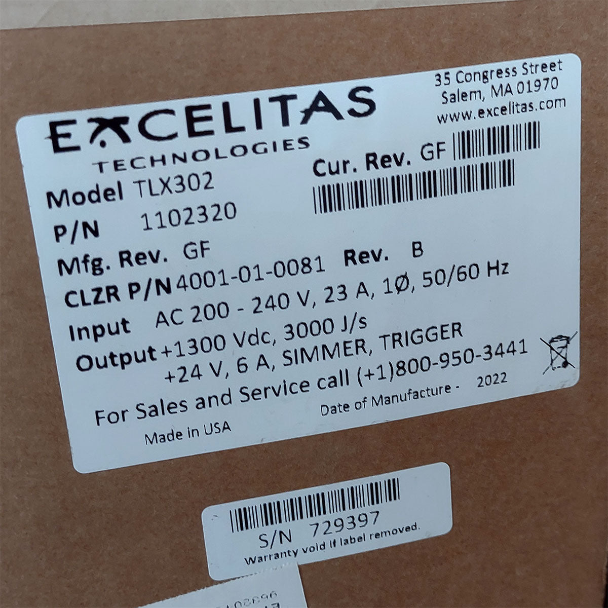 Candela GentleMax Power Supply HVPS Factory New 4001-01-0081 Excelitas TLX302 (729397)