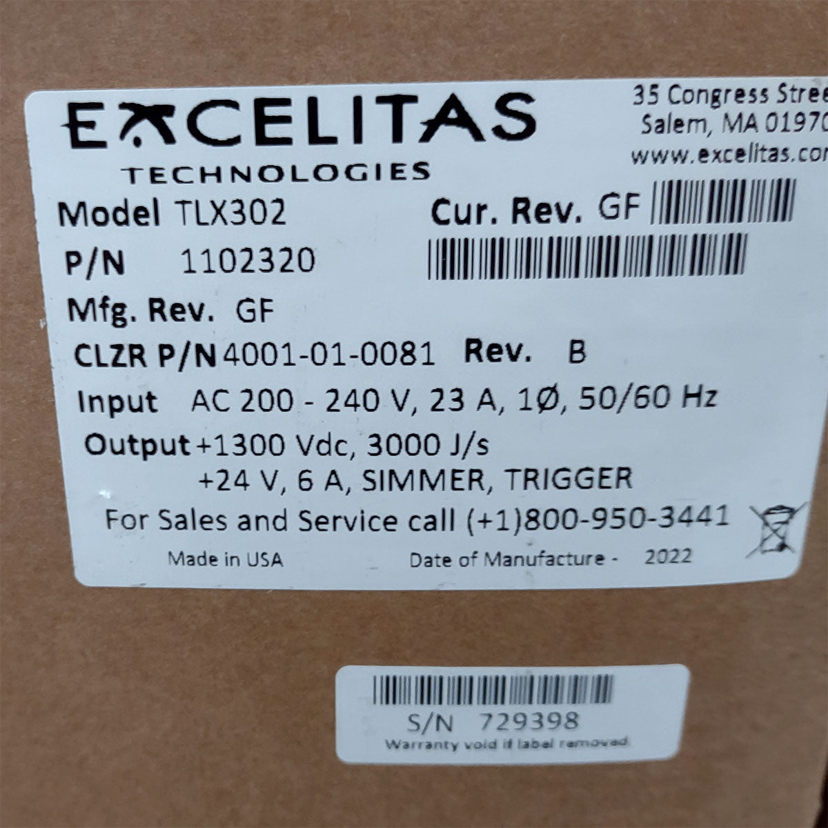 Candela GentleMax Power Supply HVPS Factory New 4001-01-0081 Excelitas TLX302 (729398)