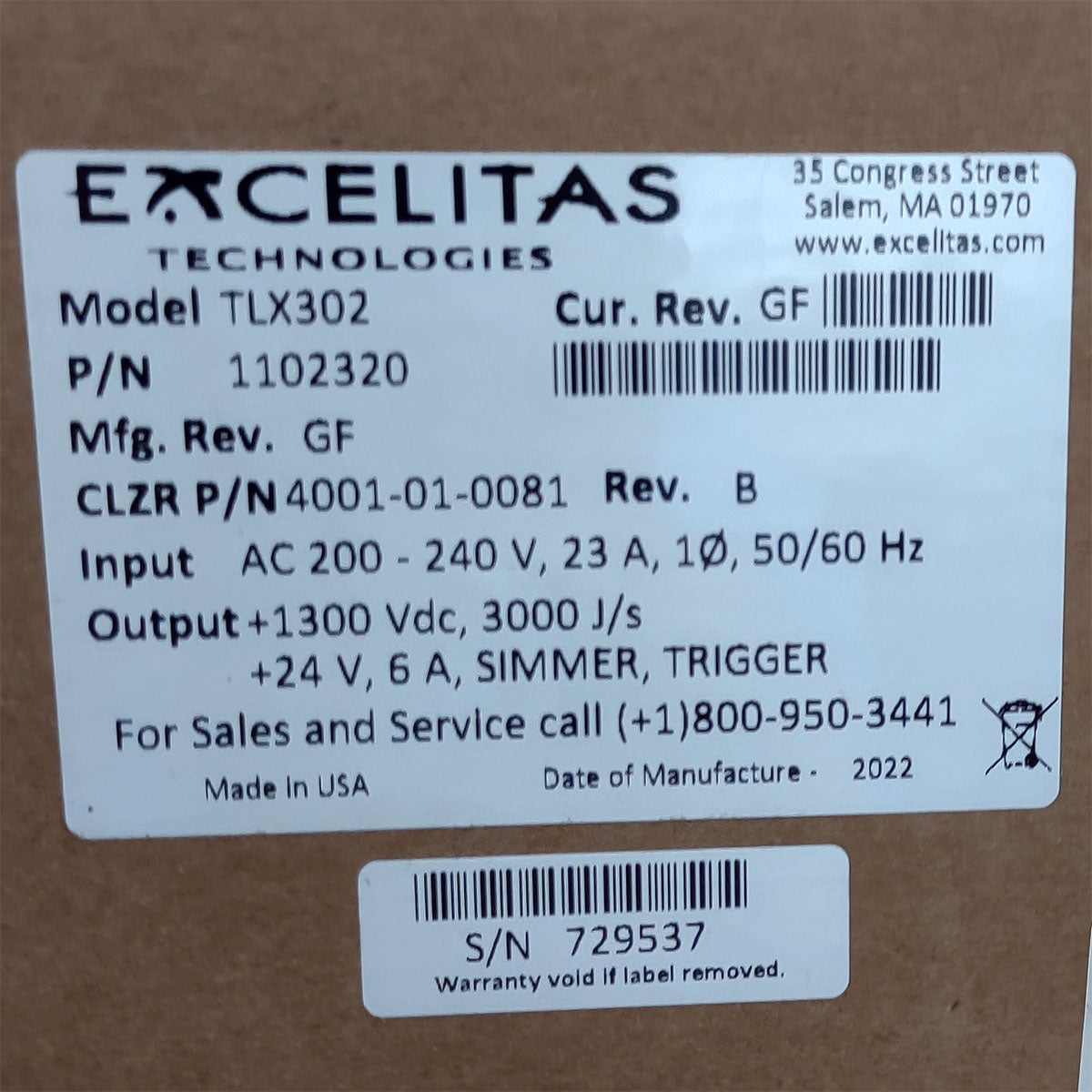 Candela GentleMax Power Supply HVPS Factory New 4001-01-0081 Excelitas TLX302 (729537)