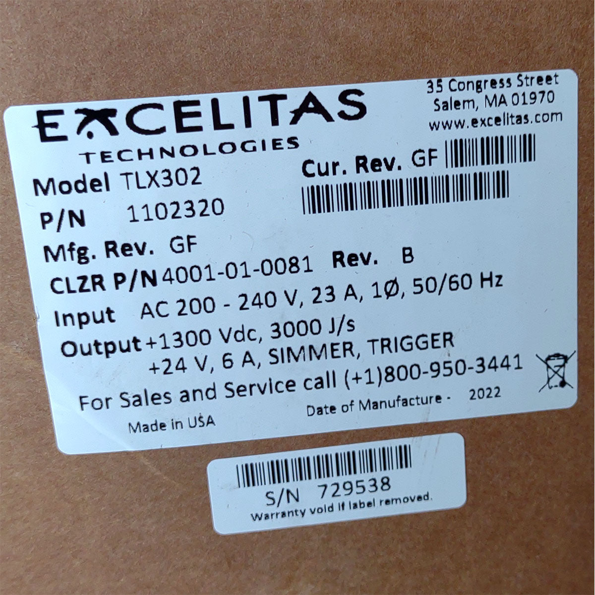 Candela GentleMax Power Supply HVPS Factory New 4001-01-0081 Excelitas TLX302 (729538)