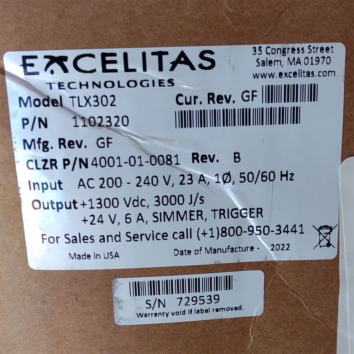 Candela GentleMax Power Supply HVPS Factory New 4001-01-0081 Excelitas TLX302 (729539)