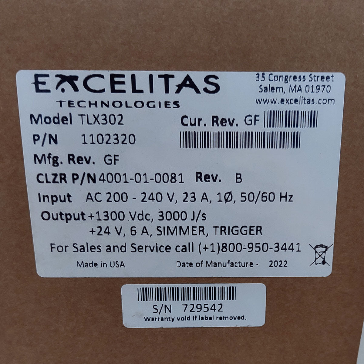 Candela GentleMax Power Supply HVPS Factory New 4001-01-0081 Excelitas TLX302 (729542)