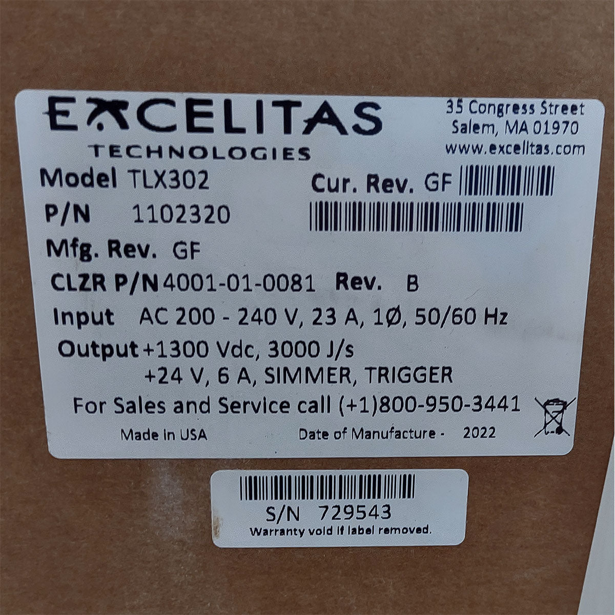 Candela GentleMax Power Supply HVPS Factory New 4001-01-0081 Excelitas TLX302 (729543)