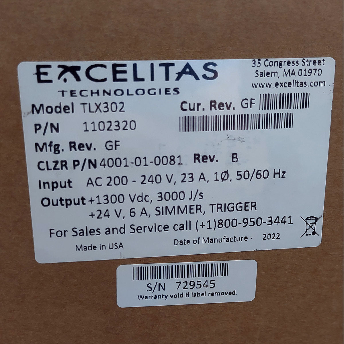Candela GentleMax Power Supply HVPS Factory New 4001-01-0081 Excelitas TLX302 (729545)
