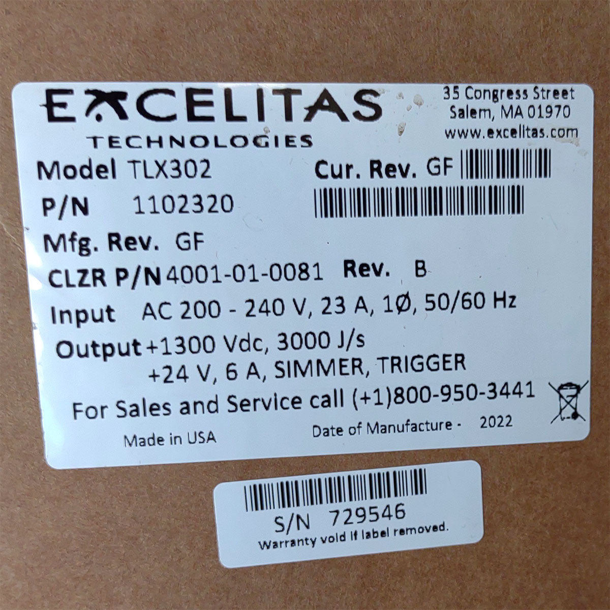 Candela GentleMax Power Supply HVPS Factory New 4001-01-0081 Excelitas TLX302 (729546)