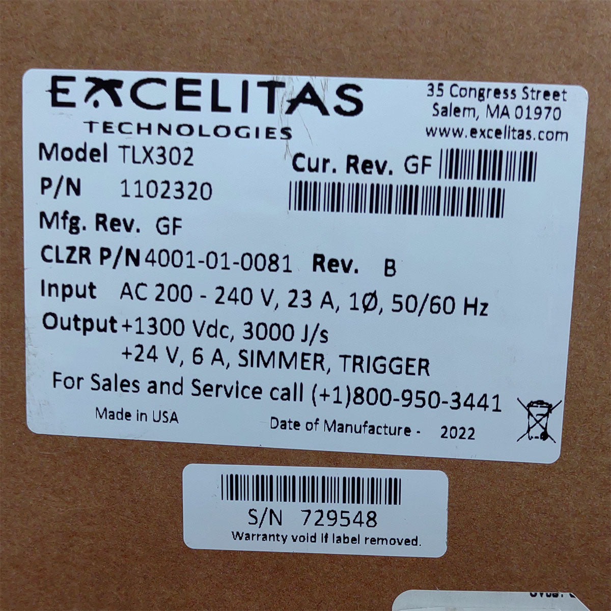Candela GentleMax Power Supply HVPS Factory New 4001-01-0081 Excelitas TLX302 (729548)