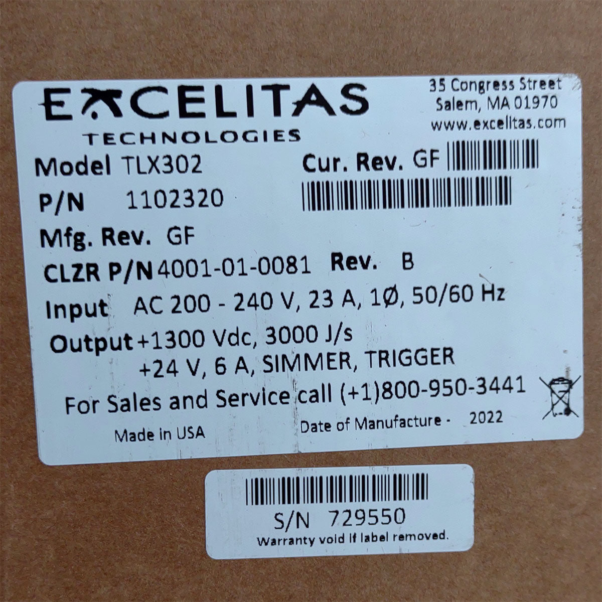 Candela GentleMax Power Supply HVPS Factory New 4001-01-0081 Excelitas TLX302 (729550)