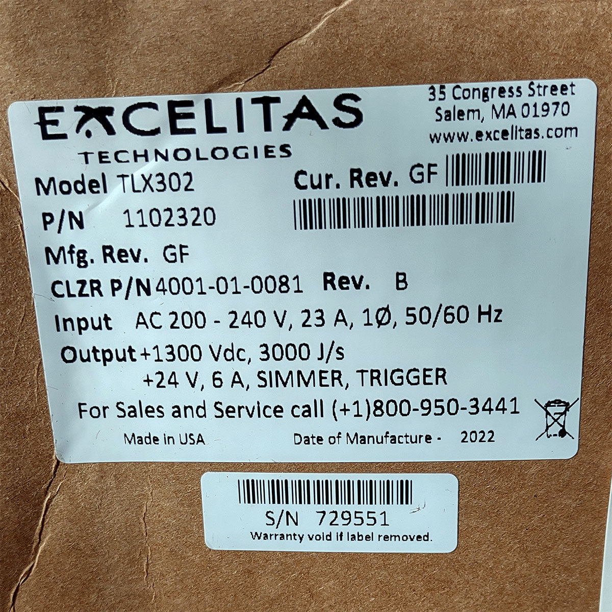 Candela GentleMax Power Supply HVPS Factory New 4001-01-0081 Excelitas TLX302 (729551)