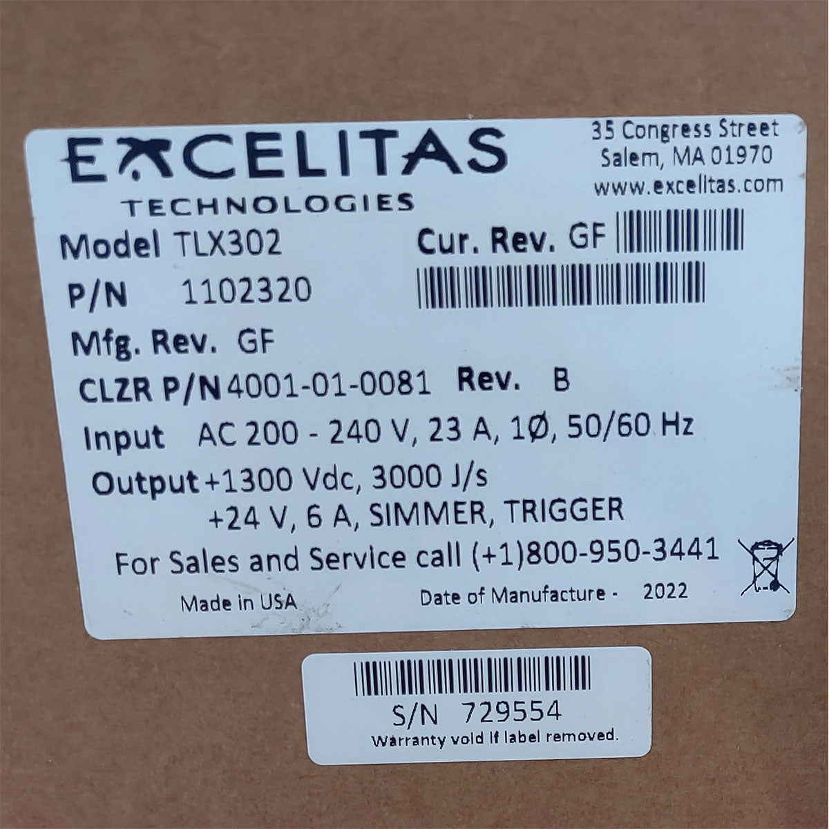Candela GentleMax Power Supply HVPS Factory New 4001-01-0081 Excelitas TLX302 (729554)