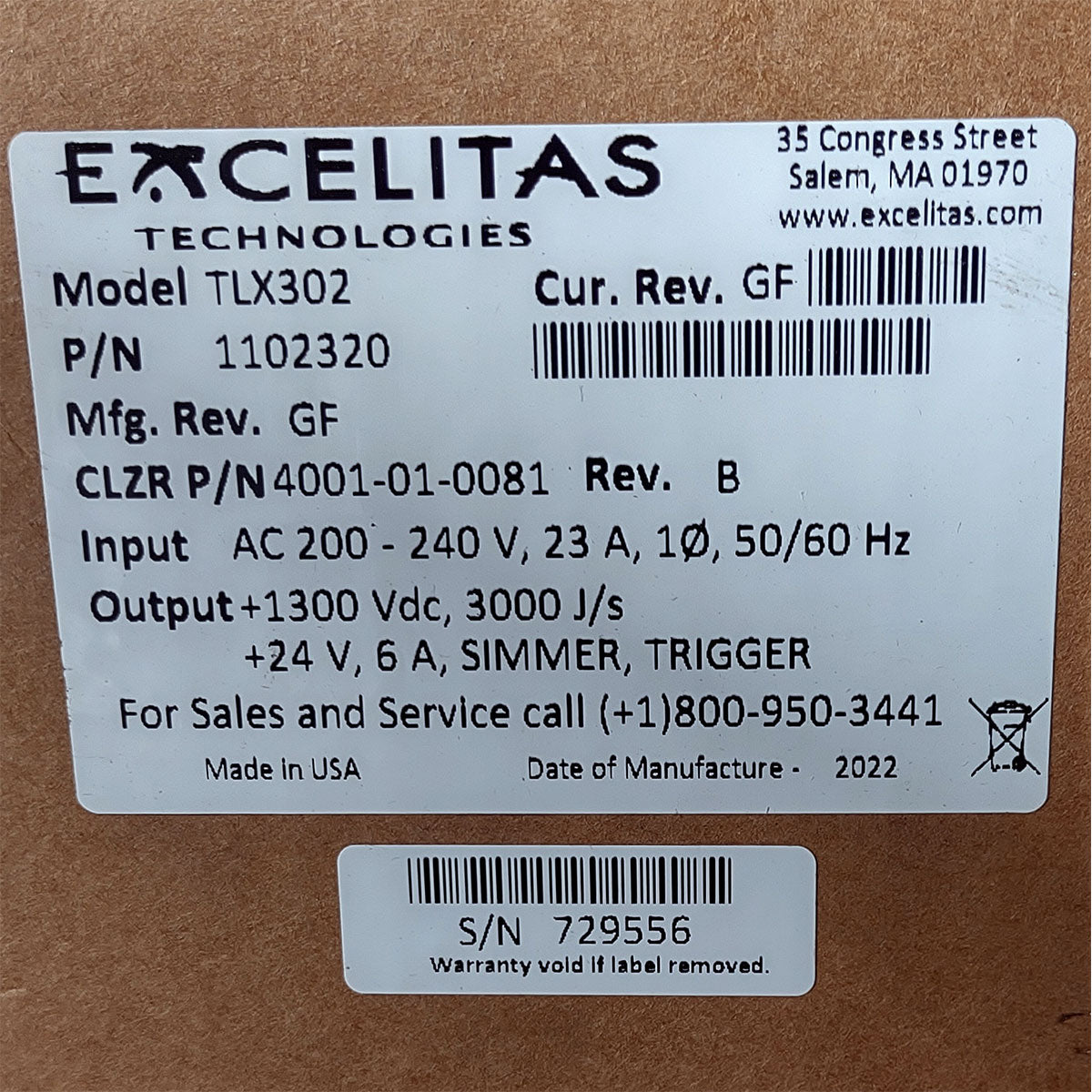Candela GentleMax Power Supply HVPS Factory New 4001-01-0081 Excelitas TLX302 (729556)