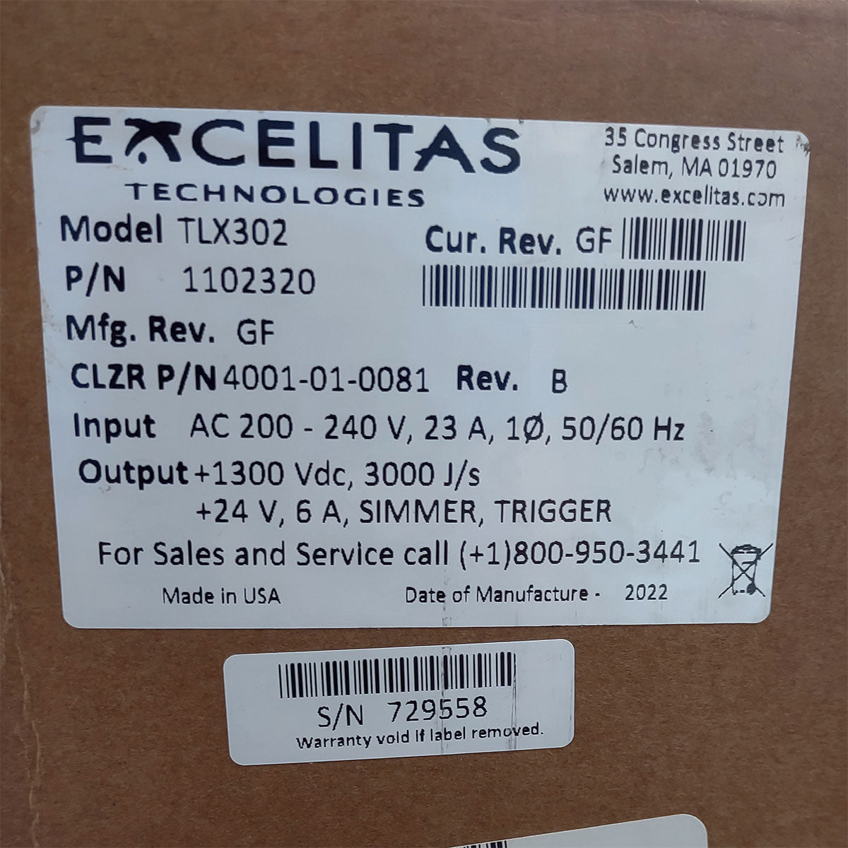 Candela GentleMax Power Supply HVPS Factory New 4001-01-0081 Excelitas TLX302 (729558)