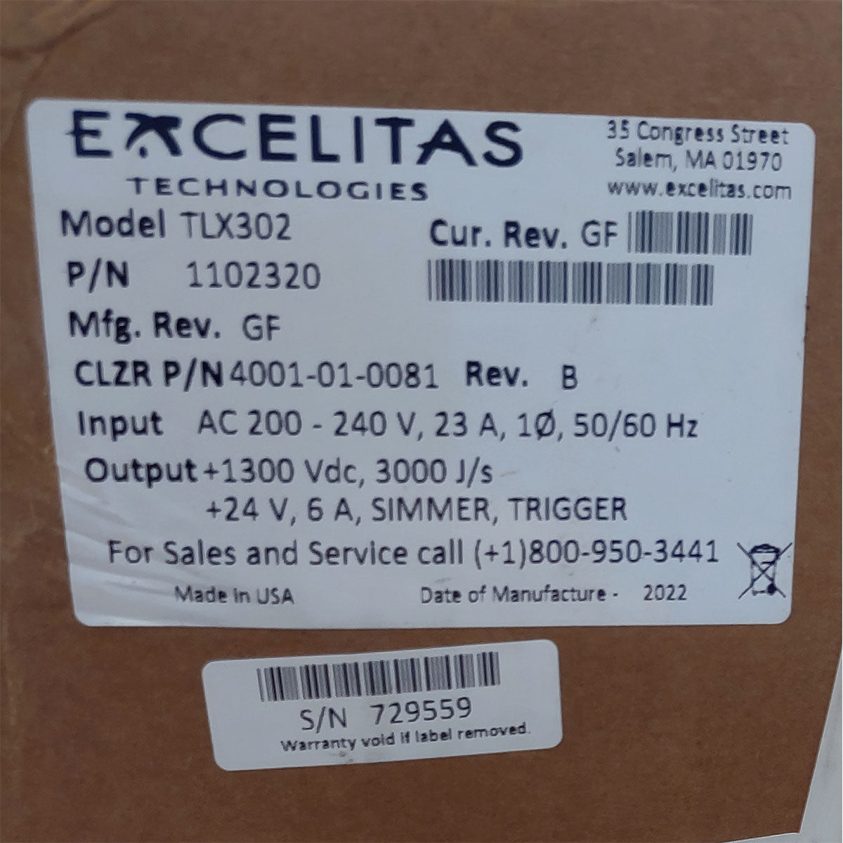 Candela GentleMax Power Supply HVPS Factory New 4001-01-0081 Excelitas TLX302 (729559)