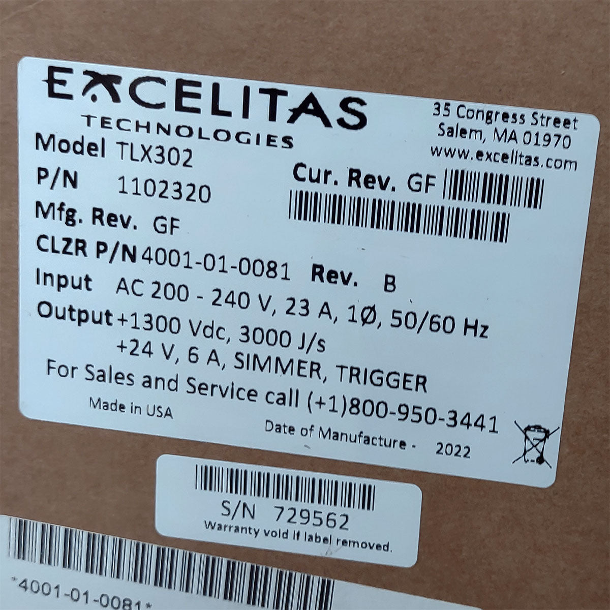 Candela GentleMax Power Supply HVPS Factory New 4001-01-0081 Excelitas TLX302 (729562)