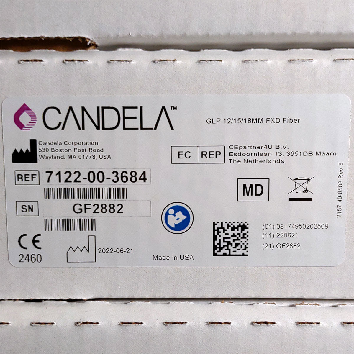 Candela GentleLase Plus Fiber Assembly 12/15/18mm Factory NEW 7122-00-3684 (GF2882)