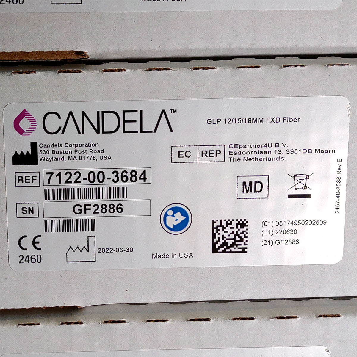 Candela GentleLase Plus Fiber Assembly 12/15/18mm Factory NEW 7122-00-3684 (GF2886)