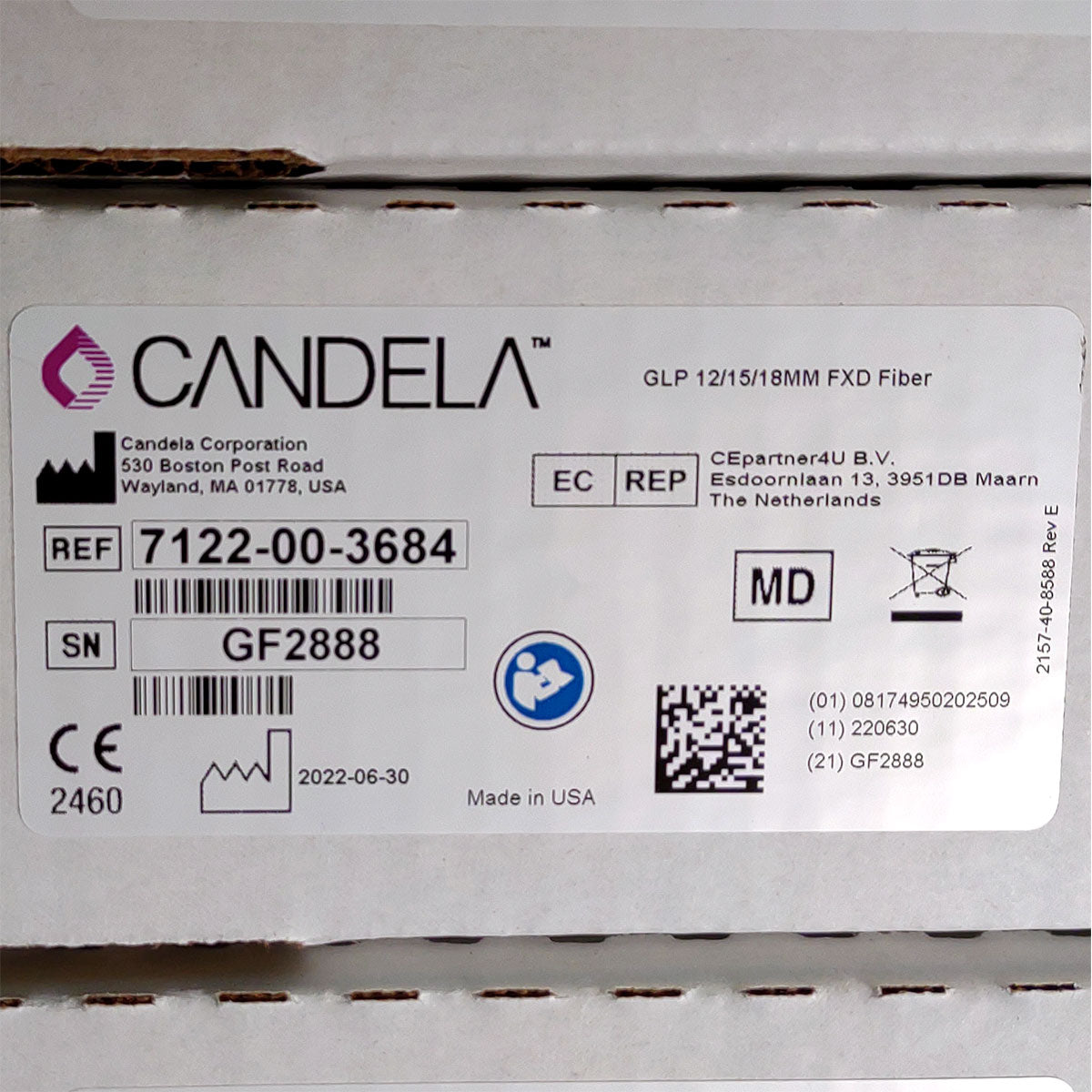 Candela GentleLase Plus Fiber Assembly 12/15/18mm Factory NEW 7122-00-3684 (GF2888)