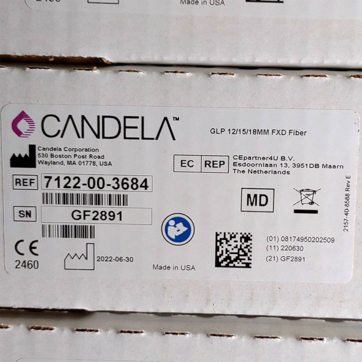 Candela GentleLase Plus Fiber Assembly 12/15/18mm Factory NEW 7122-00-3684 (GF2891)