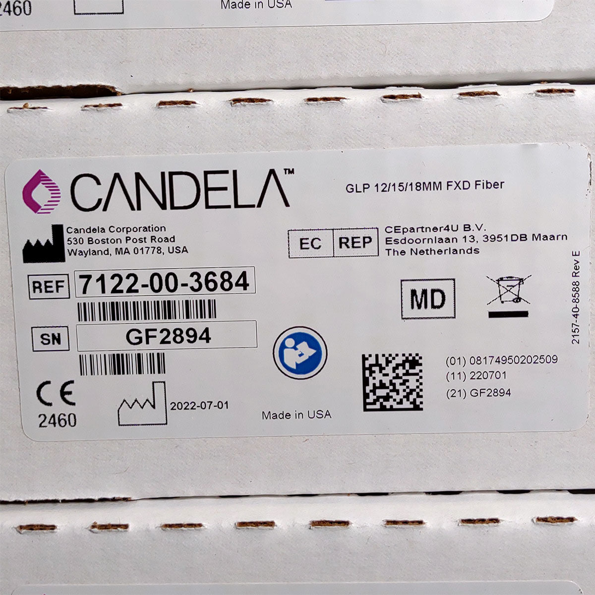 Candela GentleLase Plus Fiber Assembly 12/15/18mm Factory NEW 7122-00-3684 (GF2894)