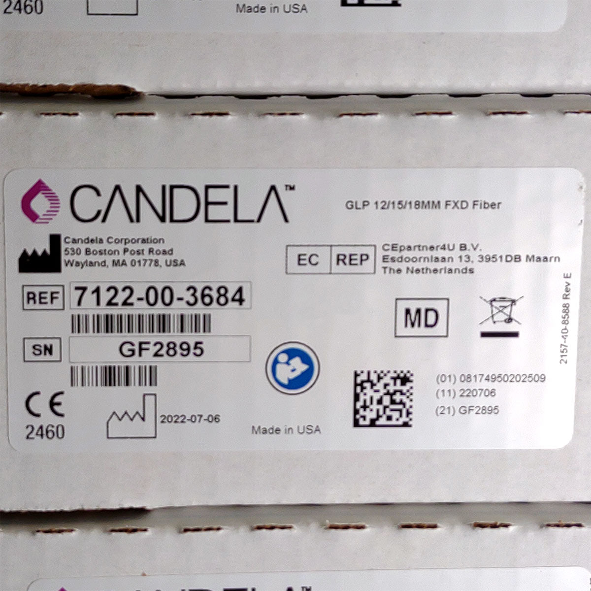 Candela GentleLase Plus Fiber Assembly 12/15/18mm Factory NEW 7122-00-3684 (GF2895)