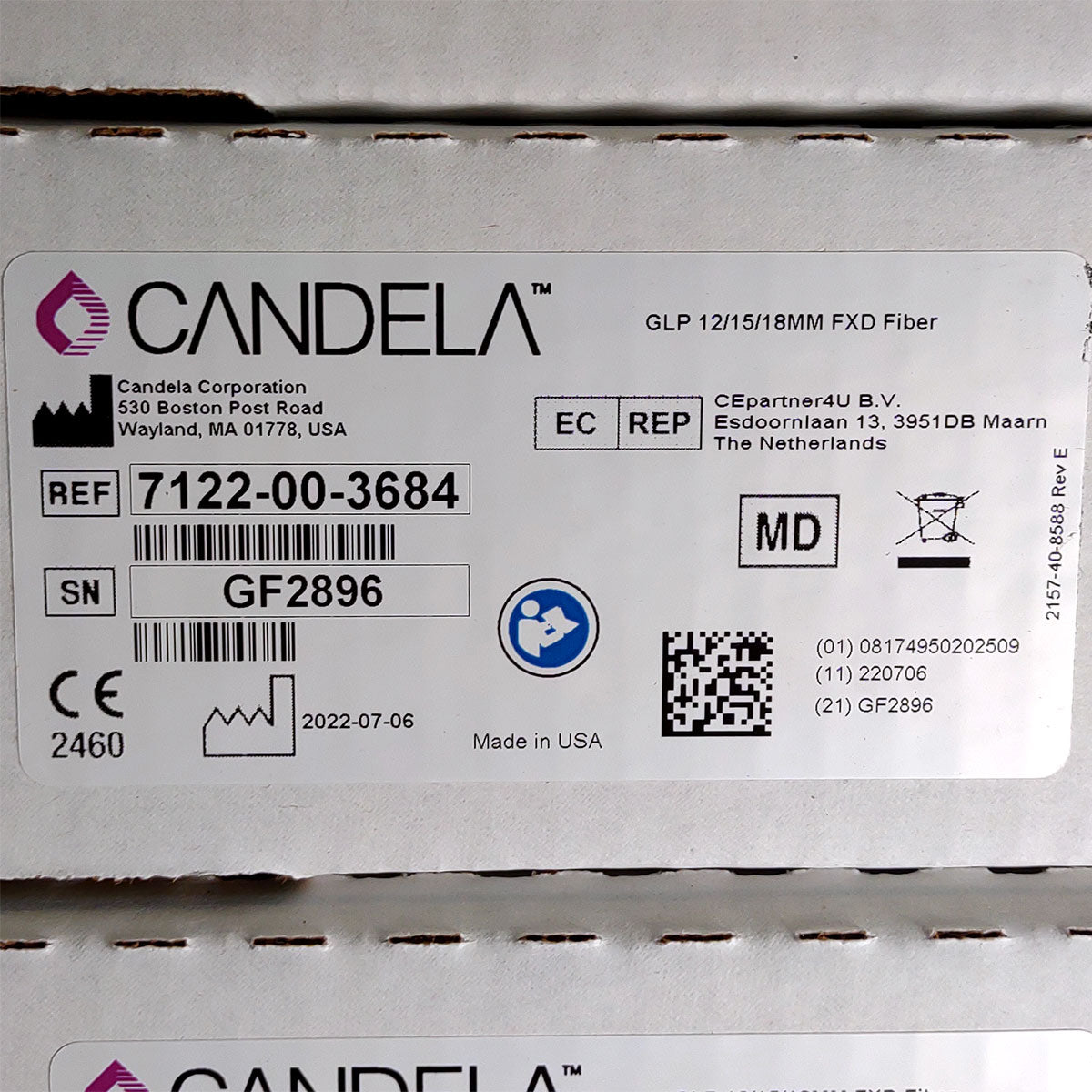 Candela GentleLase Plus Fiber Assembly 12/15/18mm Factory NEW 7122-00-3684 (GF2896)